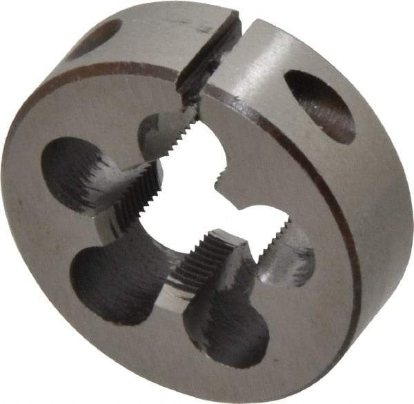 Interstate - 5/8-28 UNS Thread, 1-1/2" Outside Diam High Speed Steel Round Die - Right Hand Thread, Adjustable - Exact Tool & Supply