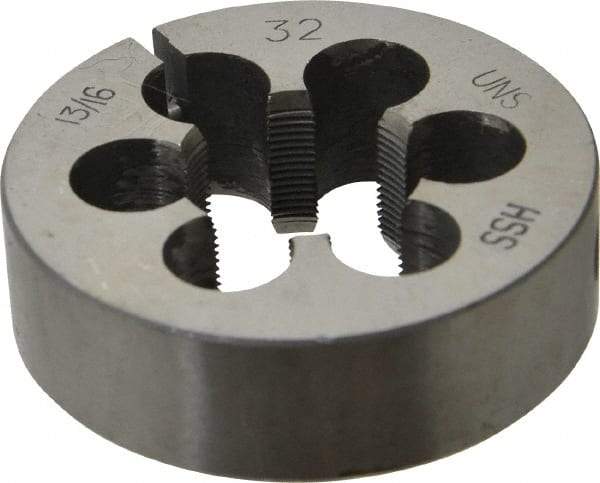 Interstate - 13/16-32 Thread, 2" Outside Diam High Speed Steel Round Die - Right Hand Thread, Adjustable - Exact Tool & Supply
