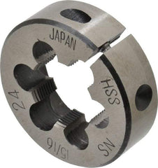 Interstate - 15/16-24 Thread, 2" Outside Diam High Speed Steel Round Die - Right Hand Thread, Adjustable - Exact Tool & Supply