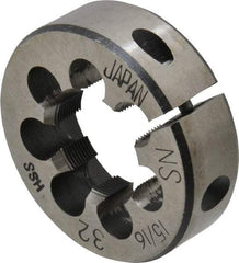 Interstate - 15/16-32 UNS Thread, 2" Outside Diam High Speed Steel Round Die - Right Hand Thread, Adjustable - Exact Tool & Supply