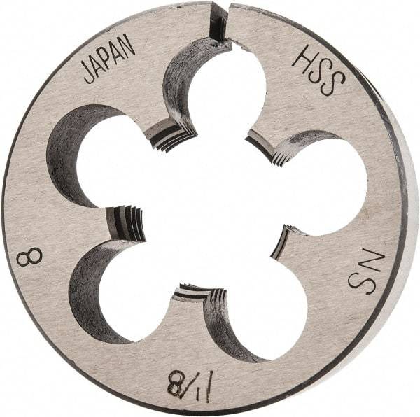Interstate - 1-1/8 - 8 Thread, 2-1/2" Outside Diam High Speed Steel Round Die - Right Hand Thread, Adjustable - Exact Tool & Supply