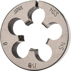 Interstate - 1-1/8 - 8 Thread, 2-1/2" Outside Diam High Speed Steel Round Die - Right Hand Thread, Adjustable - Exact Tool & Supply