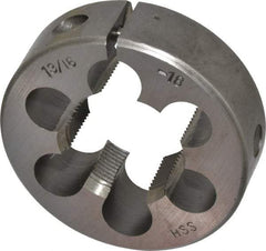 Interstate - 1-3/16 - 18 UNEF Thread, 2-1/2" Outside Diam High Speed Steel Round Die - Right Hand Thread, Adjustable - Exact Tool & Supply