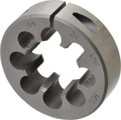 Interstate - 1-1/4 - 20 UNS Thread, 2-1/2" Outside Diam High Speed Steel Round Die - Right Hand Thread, Adjustable - Exact Tool & Supply