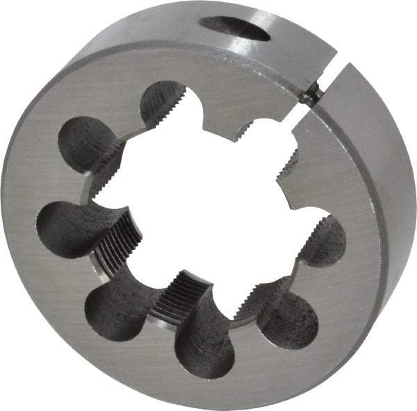 Interstate - 1-3/8 - 18 UNEF Thread, 2-1/2" Outside Diam High Speed Steel Round Die - Right Hand Thread, Adjustable - Exact Tool & Supply