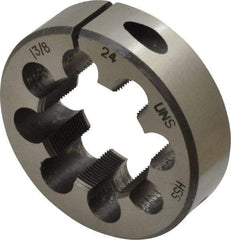 Interstate - 1-3/8 - 24 Thread, 2-1/2" Outside Diam High Speed Steel Round Die - Right Hand Thread, Adjustable - Exact Tool & Supply