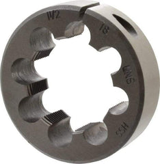 Interstate - 1-1/2 - 18 UNEF Thread, 2-1/2" Outside Diam High Speed Steel Round Die - Right Hand Thread, Adjustable - Exact Tool & Supply