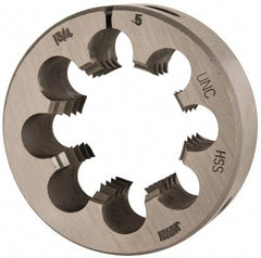 Interstate - 1-3/4 - 5 UNC Thread, 3" Outside Diam High Speed Steel Round Die - Right Hand Thread, Adjustable - Exact Tool & Supply