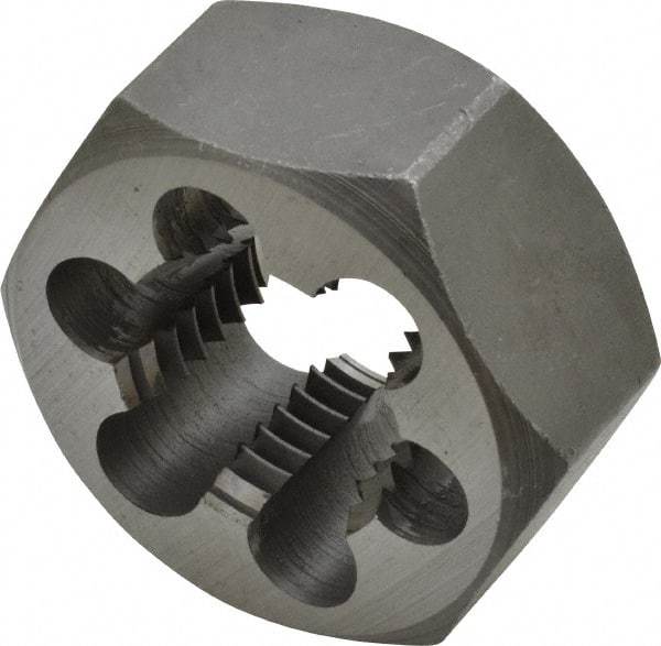 Interstate - 1-1/8 - 8 UNS Thread, 2" Hex, Right Hand Thread, Hex Rethreading Die - Carbon Steel, 1" Thick - Exact Tool & Supply