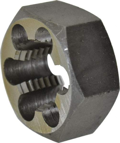 Interstate - 1-1/4 - 8 UNS Thread, 2-3/16" Hex, Right Hand Thread, Hex Rethreading Die - Carbon Steel, 1" Thick - Exact Tool & Supply