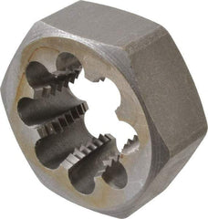 Interstate - 1-3/8 - 8 UNS Thread, 2-3/8" Hex, Right Hand Thread, Hex Rethreading Die - Carbon Steel, 1" Thick - Exact Tool & Supply