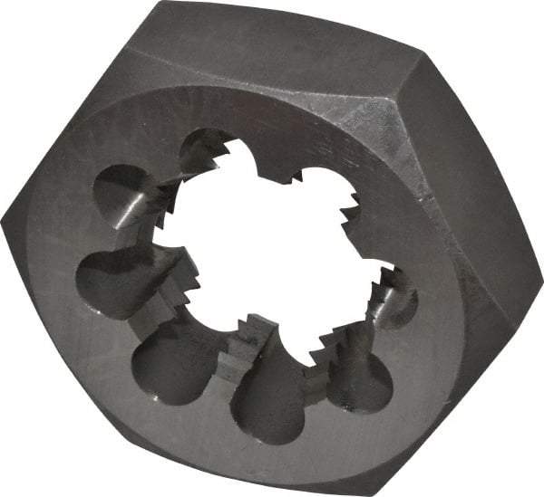 Interstate - 1-3/4 - 5 UNC Thread, 3-1/8" Hex, Right Hand Thread, Hex Rethreading Die - Carbon Steel, 1" Thick - Exact Tool & Supply