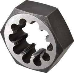 Interstate - 1-7/8 - 8 UNS Thread, 3-1/8" Hex, Right Hand Thread, Hex Rethreading Die - Carbon Steel, 1-1/4" Thick - Exact Tool & Supply