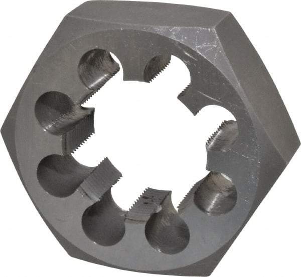 Interstate - 2-12 UNS Thread, 3-1/2" Hex, Right Hand Thread, Hex Rethreading Die - Carbon Steel, 1-1/4" Thick - Exact Tool & Supply