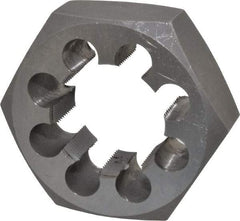 Interstate - 2-12 UNS Thread, 3-1/2" Hex, Right Hand Thread, Hex Rethreading Die - Carbon Steel, 1-1/4" Thick - Exact Tool & Supply