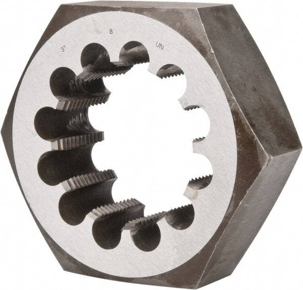 Interstate - 3-8 UNS Thread, 5" Hex, Right Hand Thread, Hex Rethreading Die - Carbon Steel - Exact Tool & Supply