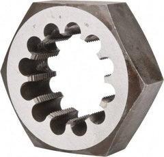 Interstate - 3-8 UNS Thread, 5" Hex, Right Hand Thread, Hex Rethreading Die - Carbon Steel - Exact Tool & Supply