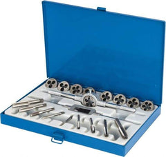 Interstate - M6x1.00 to M16x2.00 Tap, Metric Coarse, Tap and Die Set - High Speed Steel, High Speed Steel Taps, Adjustable, 20 Piece Set with Metal Case - Exact Tool & Supply