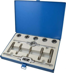 Interstate - M12x1.75 to M20x2.50 Tap, Metric Coarse, Tap and Die Set - High Speed Steel, High Speed Steel Taps, Adjustable, 12 Piece Set with Metal Case - Exact Tool & Supply