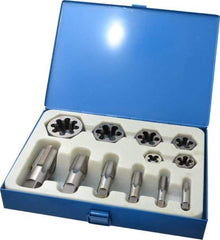 Interstate - 1/8-27 to 1 - 11-1/2 Tap, 1/8-27 to 1 - 11-1/2 Die, NPT, Tap and Die Set - Carbon Steel, Carbon Steel Taps, Nonadjustable, 12 Piece Set with Plastic Case - Exact Tool & Supply