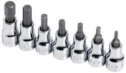 SK - 7 Piece 3/8" Drive Inch Hex Bit Socket Set - 1/8 to 3/8" Hex - Exact Tool & Supply