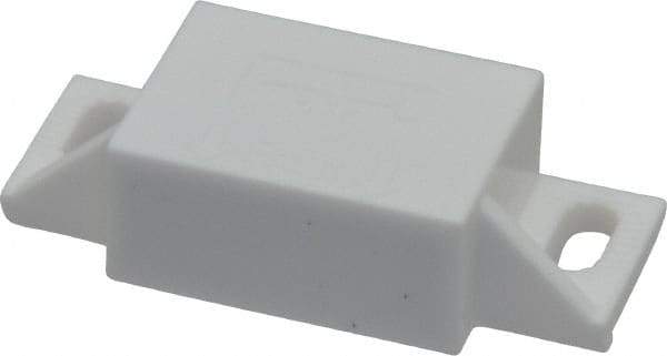 Sugatsune - 1-31/32" Long x 53/64" Wide x 1/2" High, Polyacetal, Neodymium & 316 Stainless Sealed Neodymium Magnet Catch - White Finish, 9.9 Magnetic Force, 15/16" Long Strike, 19/32" Wide Strike - Exact Tool & Supply