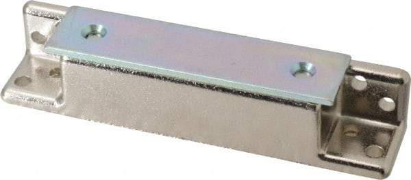 Sugatsune - 4-9/64" Long x 3/4" Wide x 27/32" High, Zinc Alloy Heavy Duty Magnetic Catch - Nickel Coated, 33 Magnetic Force, 2-61/64" Long Strike, 3/4" Wide Strike - Exact Tool & Supply