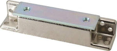 Sugatsune - 4-9/64" Long x 3/4" Wide x 27/32" High, Zinc Alloy Heavy Duty Magnetic Catch - Nickel Coated, 33 Magnetic Force, 2-61/64" Long Strike, 3/4" Wide Strike - Exact Tool & Supply