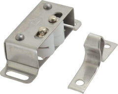Sugatsune - 1-55/64" Long x 39/64" Wide x 19/32" High, Plastic & Stainless Steel Roller catch - Plain & White Finish, 1-19/64" Long Strike, 9/32" Wide Strike - Exact Tool & Supply