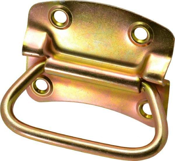 Value Collection - 3.62" Wide Plate x 2-47/50" High Plate, 3.62" Bail ID, Military Spec Chest Handle - 4-1/4" Wide x 3-3/4" High, Zinc Finish, 4 Holes - Exact Tool & Supply