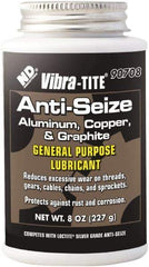 Vibra-Tite - 8 oz Can Anti-Seize Anti-Seize Lubricant - Aluminum/Copper/Graphite, -65 to 1,600°F, Silver Colored, Water Resistant - Exact Tool & Supply