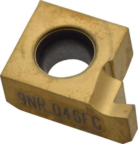 Seco - 0469NR FG Grade CP500, 0.046" Cutting Width Carbide Grooving Insert - 0.046" Max Depth of Cut, Right Hand, TiAlN/TiN Finish - Exact Tool & Supply