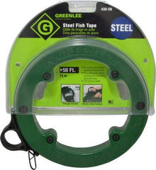 Greenlee - 50 Ft. Long x 1/8 Inch Wide, 3/64 Inch Thick, Steel Fish Tape - 400 Lb. Pulling Strength, Includes Case - Exact Tool & Supply