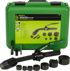 Greenlee - 11 Piece, 1/2 to 2" Punch Hole Diam, Hydraulic Punch Driver Kit - Round Punch, 10 Gage Mild Steel - Exact Tool & Supply