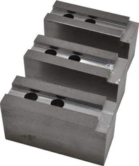 H & R Manufacturing - 15" Chuck Capacity, 1.5mm x 60° Serrated Attachment, Square Soft Lathe Chuck Jaw - 3 Jaws, Steel, 1.69" Btw Mount Hole Ctrs, 6-1/2" Long x 2-1/2" Wide x 3-1/2" High, 0.866" Groove, 20mm Fastener - Exact Tool & Supply