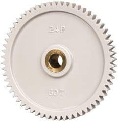 Made in USA - 24 Pitch, 2-1/2" Pitch Diam, 2.583" OD, 60 Tooth Spur Gear - 1/4" Face Width, 5/16" Bore Diam, 43/64" Hub Diam, 20° Pressure Angle, Acetal - Exact Tool & Supply