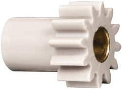 Made in USA - 32 Pitch, 3/8" Pitch Diam, 7/16" OD, 12 Tooth Spur Gear - 3/16" Face Width, 5/32" Bore Diam, 9/32" Hub Diam, 20° Pressure Angle, Acetal - Exact Tool & Supply