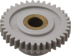 Made in USA - 32 Pitch, 1-1/8" Pitch Diam, 1-3/16" OD, 36 Tooth Spur Gear - 3/16" Face Width, 1/4" Bore Diam, 39/64" Hub Diam, 20° Pressure Angle, Acetal - Exact Tool & Supply
