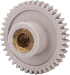 Made in USA - 32 Pitch, 1-1/4" Pitch Diam, 1-5/16" OD, 40 Tooth Spur Gear - 3/16" Face Width, 1/4" Bore Diam, 39/64" Hub Diam, 20° Pressure Angle, Acetal - Exact Tool & Supply