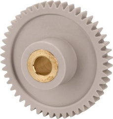 Made in USA - 32 Pitch, 1-1/2" Pitch Diam, 1-9/16" OD, 48 Tooth Spur Gear - 3/16" Face Width, 1/4" Bore Diam, 5/8" Hub Diam, 20° Pressure Angle, Acetal - Exact Tool & Supply