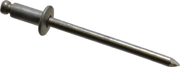 Marson - Button Head Aluminum Open End Blind Rivet - Aluminum Mandrel, 0.032" to 1/8" Grip, 1/4" Head Diam, 0.129" to 0.133" Hole Diam, 0.275" Length Under Head, 1/8" Body Diam - Exact Tool & Supply