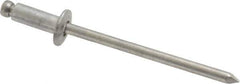 Marson - Button Head Aluminum Open End Blind Rivet - Aluminum Mandrel, 0.126" to 0.187" Grip, 1/4" Head Diam, 0.129" to 0.133" Hole Diam, 0.337" Length Under Head, 1/8" Body Diam - Exact Tool & Supply