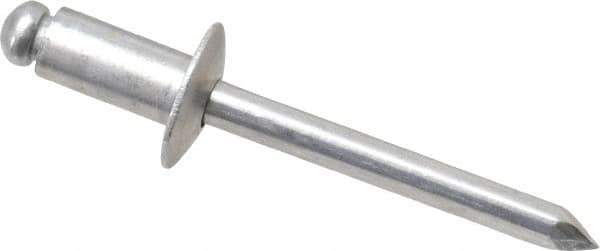 Marson - Button Head Aluminum Open End Blind Rivet - Aluminum Mandrel, 0.126" to 1/4" Grip, 1/2" Head Diam, 0.257" to 0.261" Hole Diam, 1/2" Length Under Head, 1/4" Body Diam - Exact Tool & Supply