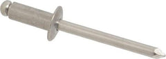 Marson - Button Head Aluminum Open End Blind Rivet - Aluminum Mandrel, 0.251" to 3/8" Grip, 1/2" Head Diam, 0.257" to 0.261" Hole Diam, 5/8" Length Under Head, 1/4" Body Diam - Exact Tool & Supply