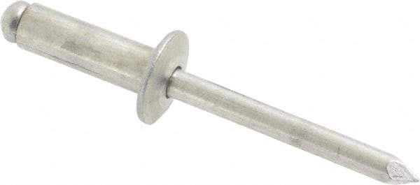Marson - Button Head Aluminum Open End Blind Rivet - Aluminum Mandrel, 0.376" to 1/2" Grip, 1/2" Head Diam, 0.257" to 0.261" Hole Diam, 3/4" Length Under Head, 1/4" Body Diam - Exact Tool & Supply