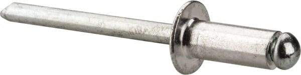 Marson - Button Head Aluminum Open End Blind Rivet - Steel Mandrel, 3/16" to 1/4" Grip, 3/8" Head Diam, 0.192" to 0.196" Hole Diam, 0.45" Length Under Head, 3/16" Body Diam - Exact Tool & Supply