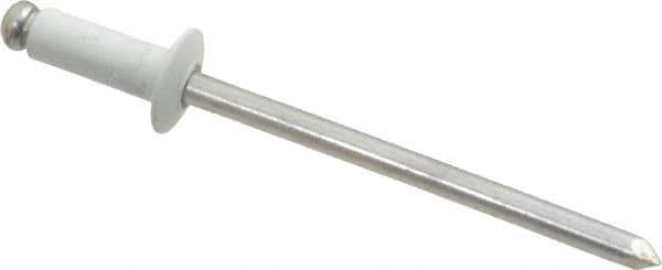 Marson - Button Head Aluminum Open End Blind Rivet - Aluminum Mandrel, 0.126" to 0.187" Grip, 1/4" Head Diam, 0.129" to 0.133" Hole Diam, 0.337" Length Under Head, 1/8" Body Diam - Exact Tool & Supply