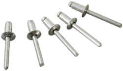 Marson - Button Head Steel Open End Blind Rivet - Steel Mandrel, 0.626" to 3/4" Grip, 1/2" Head Diam, 0.257" to 0.261" Hole Diam, 1" Length Under Head, 1/4" Body Diam - Exact Tool & Supply