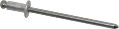 Marson - Button Head Aluminum Open End Blind Rivet - Steel Mandrel, 1/32" to 1/8" Grip, 1/4" Head Diam, 0.129" to 0.133" Hole Diam, 0.275" Length Under Head, 1/8" Body Diam - Exact Tool & Supply