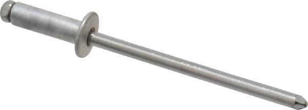 Marson - Button Head Aluminum Open End Blind Rivet - Steel Mandrel, 3/16" to 1/4" Grip, 1/4" Head Diam, 0.129" to 0.133" Hole Diam, 0.4" Length Under Head, 1/8" Body Diam - Exact Tool & Supply